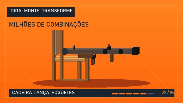 Official promo frame showing a chair fitted with a rocket launcher